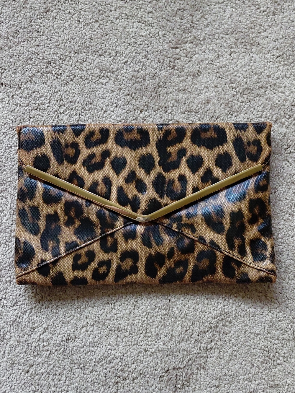 Leopard Print Envelope Clutch - Animal Print Brown Fashion Bag